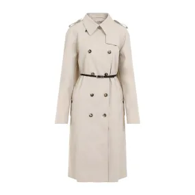 VOYOU BEIGE TRENCH COAT BLACK BELT