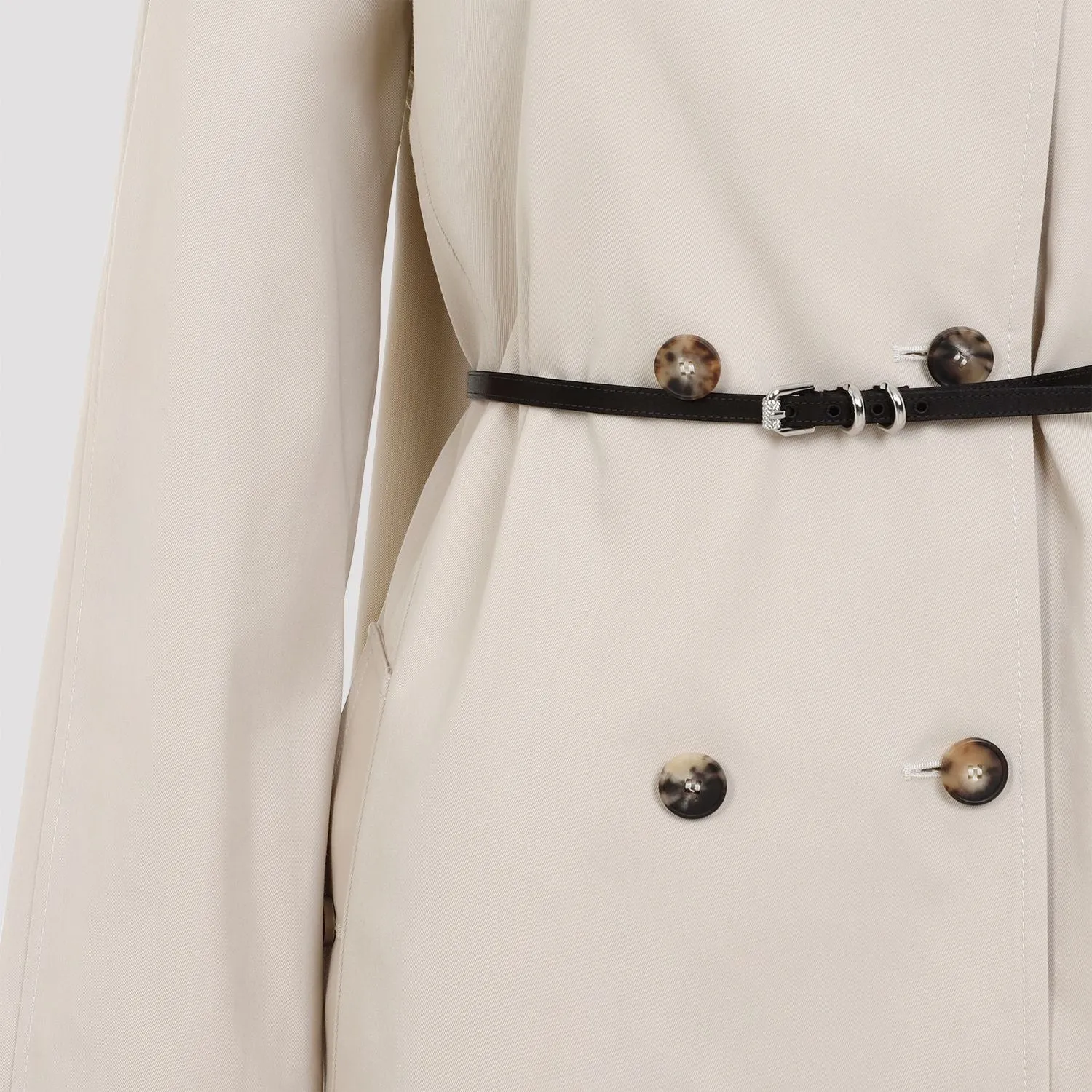 VOYOU BEIGE TRENCH COAT BLACK BELT