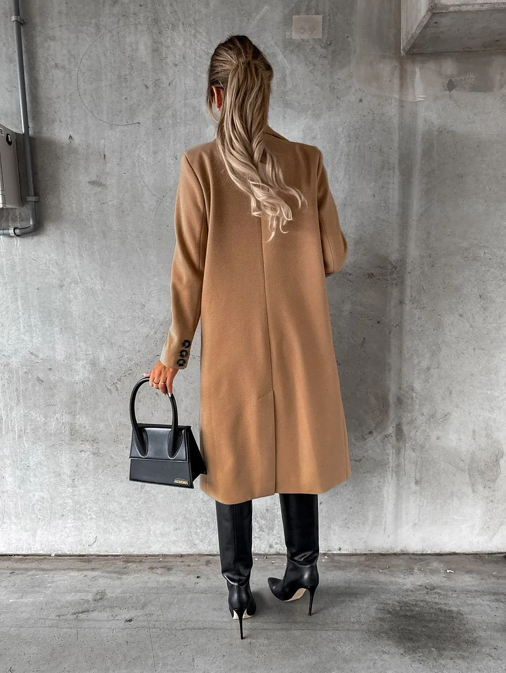 Women's Winter Coat Long Overcoat Double Breasted Pea Coat Notched Lapel Coat Thermal Warm Windproof Trench Coat with Pockets Elegant Outerwear Fall Outerwear Long Sleeve